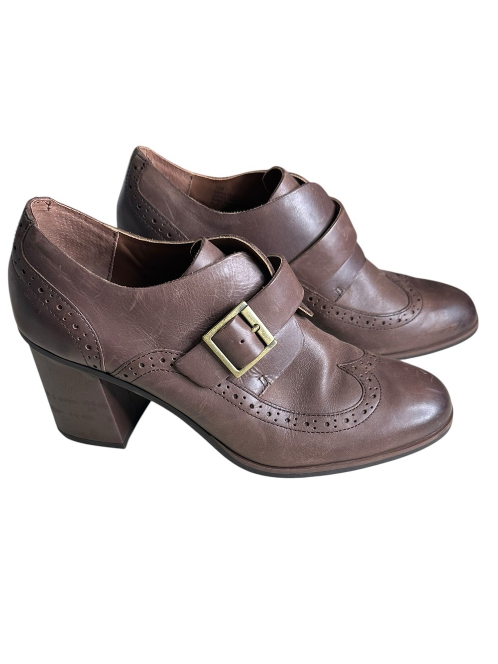 Korks by Kork-Ease Withrow Monk Strap Wingtip Heel Oxfords. Size 10